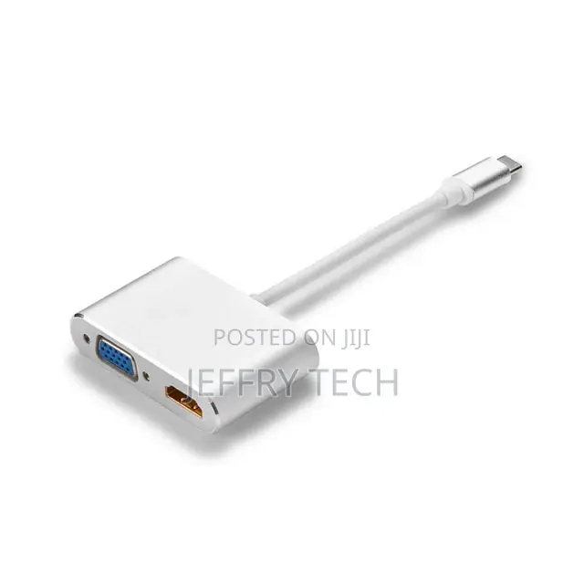 9cm USB Type C to HDMI and VGA Adapter Cable - Black