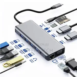 12 in 1 USB C to Dual 4K HDMI Hub With Ethernet,VGA, Audio,4