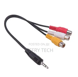 Black 3.5 Mm To Triple RCA Audio/Video AV Female Composite S
