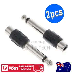 2pcs 6.35mm 1/4" Mono Male Plug to RCA Female Socket Adaptor