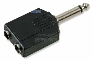1/4" Jack 6.35mm MONO Plug to 2 X MONO Sockets Y SPLITTER Au