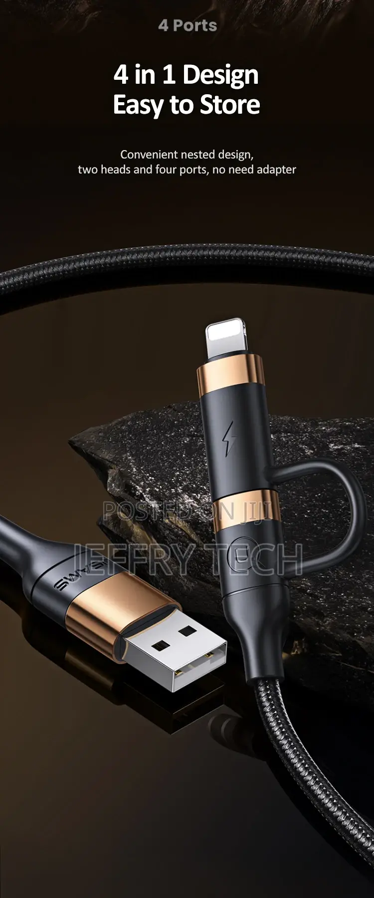 USB + Type-C to Type-C + Lightning PD Fast Charging Data