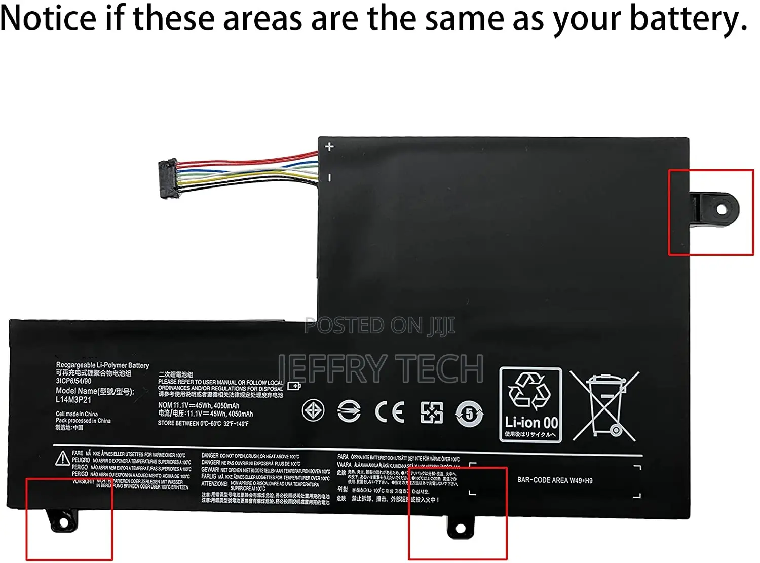 L14M3P21 Battery for Lenovo Flex3-1470 1480 1580 Edge 2-1580