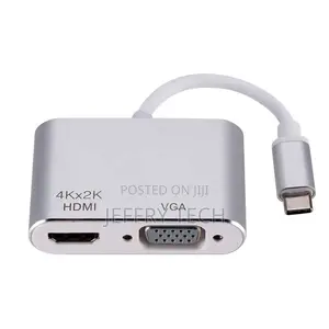 2 in 1 USB C to 4K HDM VGA Adapter for Macbook Pro, Samsung