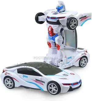 White Robot Transformer Police Toy Car