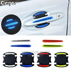 4pcs Reflective Door Sticker Scratch Resistant Cover Handle