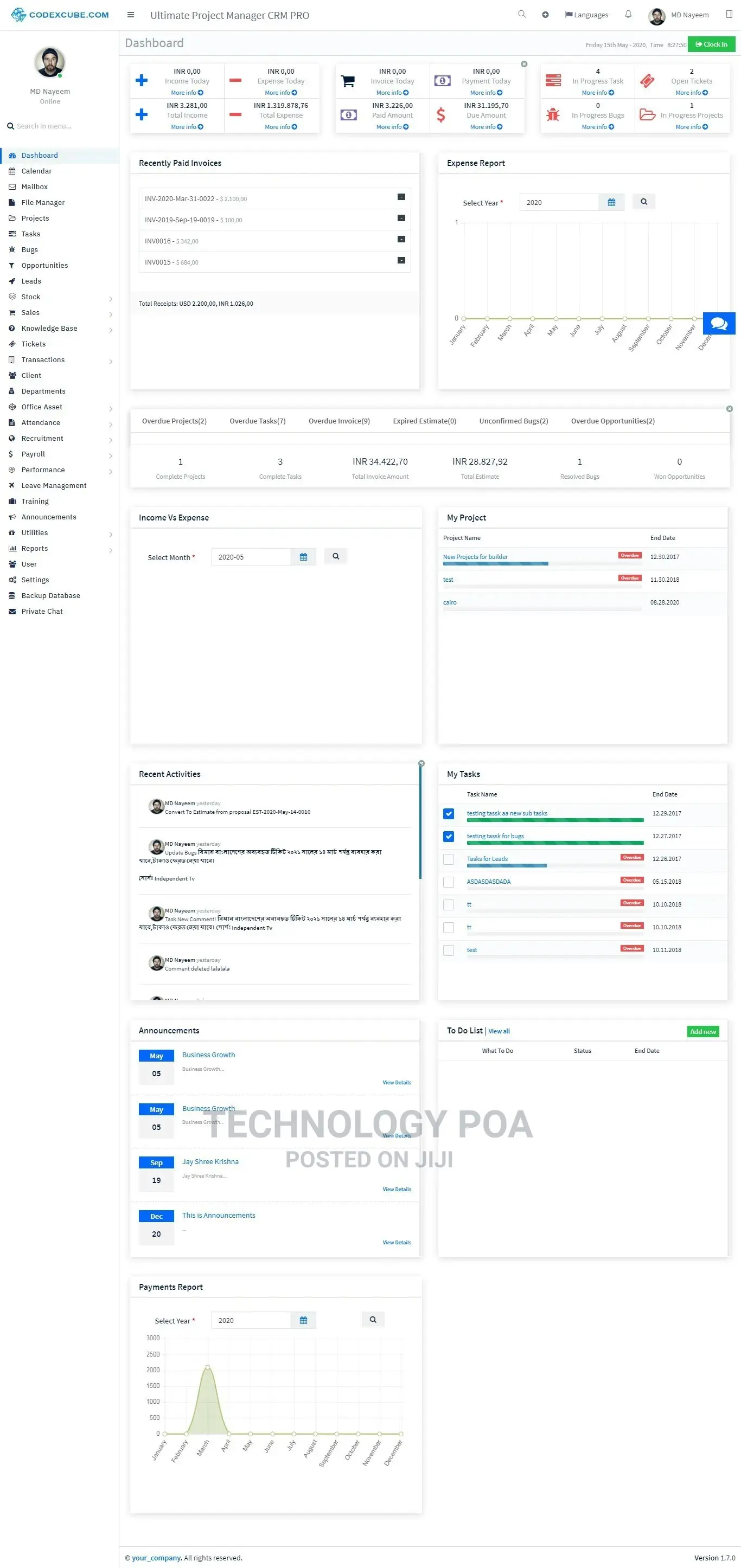 HR, Accounting, CRM System