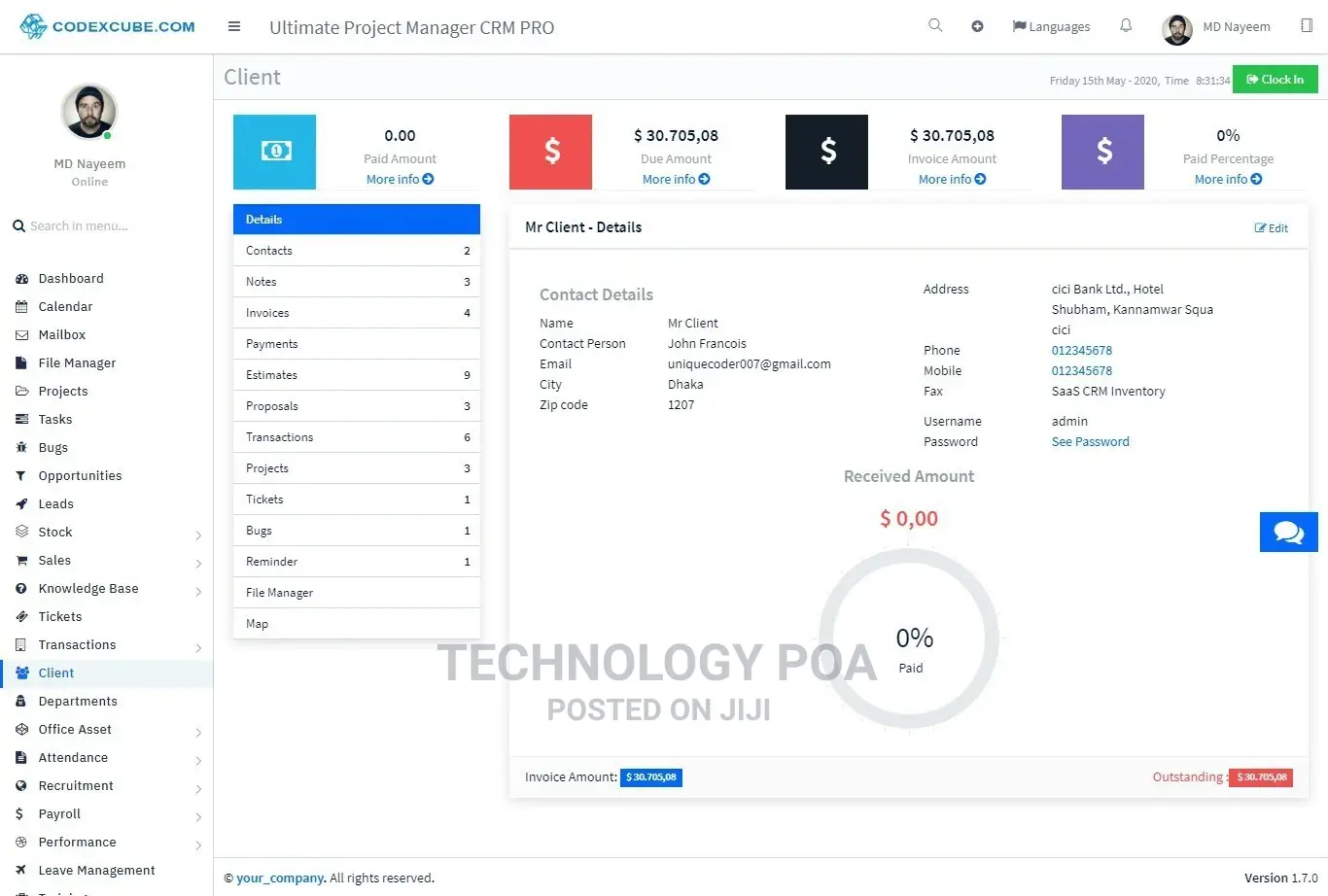 HR, Accounting, CRM System