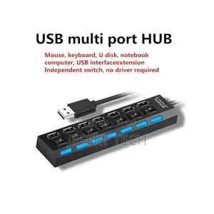 7 Port USB 2.0 High Speed USB HUB Laptop PC Slim USB Splitte