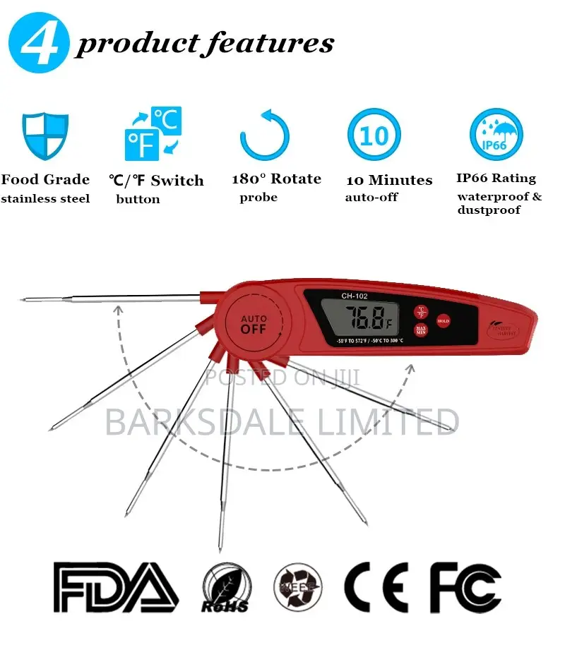 Instant Read Digital Meat Thermometer Waterproof Kitchen