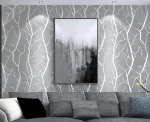 Grey and White Floral Wallpaper