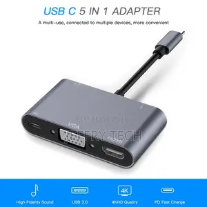 Neutral 5 in 1 USB C to HDMI 4K VGA Adapter With 3.5 Jack US
