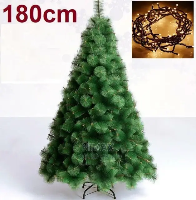 Christmas Pine Tree 6ft/180cms + Free Warm White Led Lights.