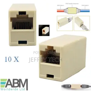 10 Pcs RJ45 Connector Ethernet Cable Joiner Coupler Straight