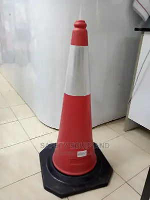 Red Traffic Cone-Black Base-Reflective Collar