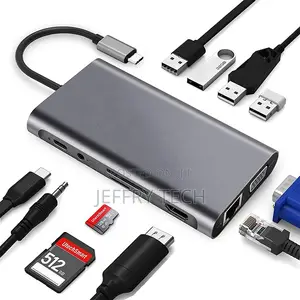 Docking Station 11 in 1 USB C Hub 3.0 With HD-MI+VGA+3.5mm+U