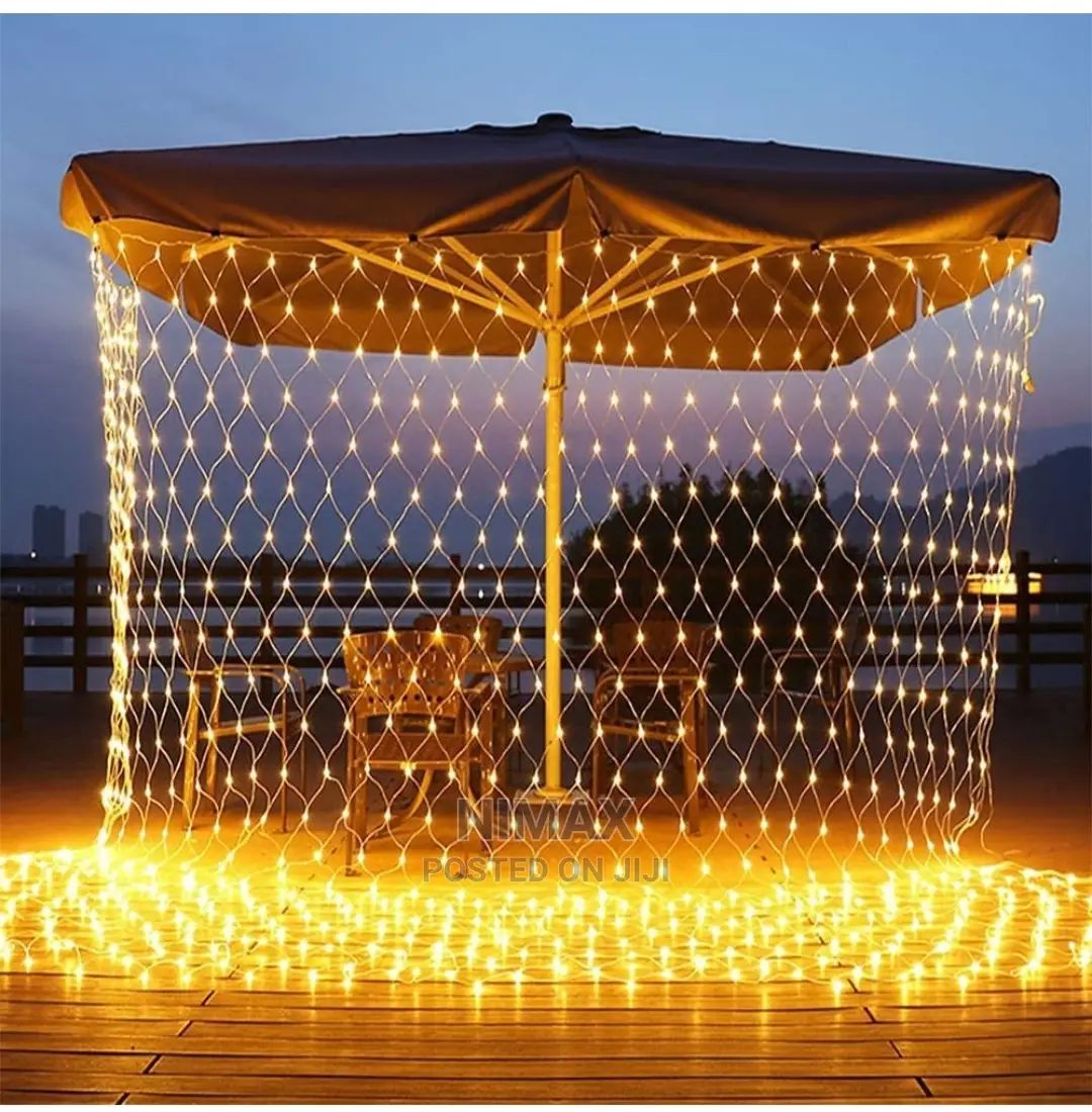 Christmas Led 3x3mtrs Net Mesh Warm White Curtain Lights
