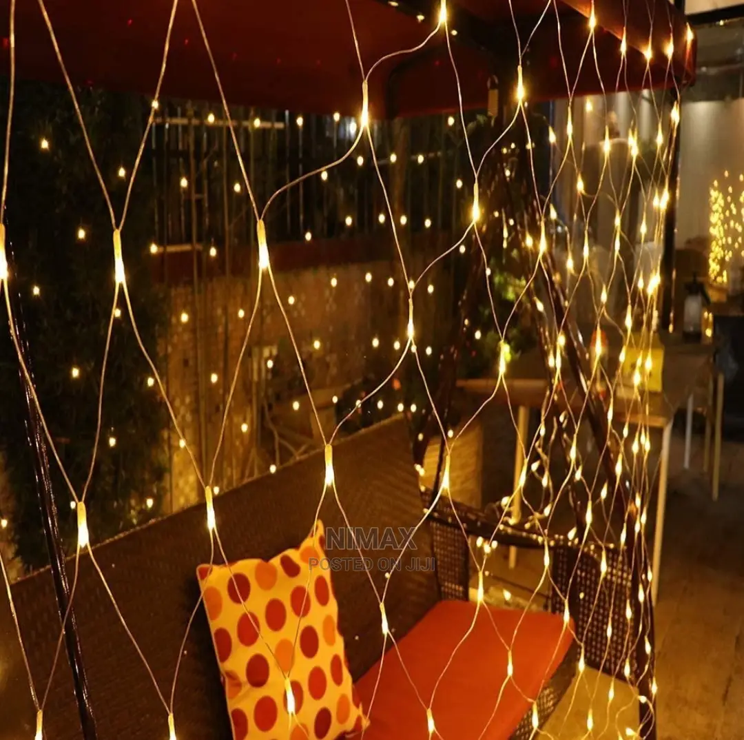 Christmas Led 3x3mtrs Net Mesh Warm White Curtain Lights