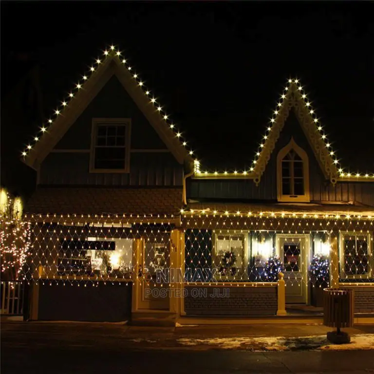 Christmas Led 3x3mtrs Net Mesh Warm White Curtain Lights