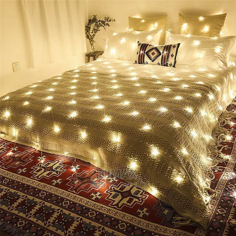 Christmas Led 3x3mtrs Net Mesh Warm White Curtain Lights