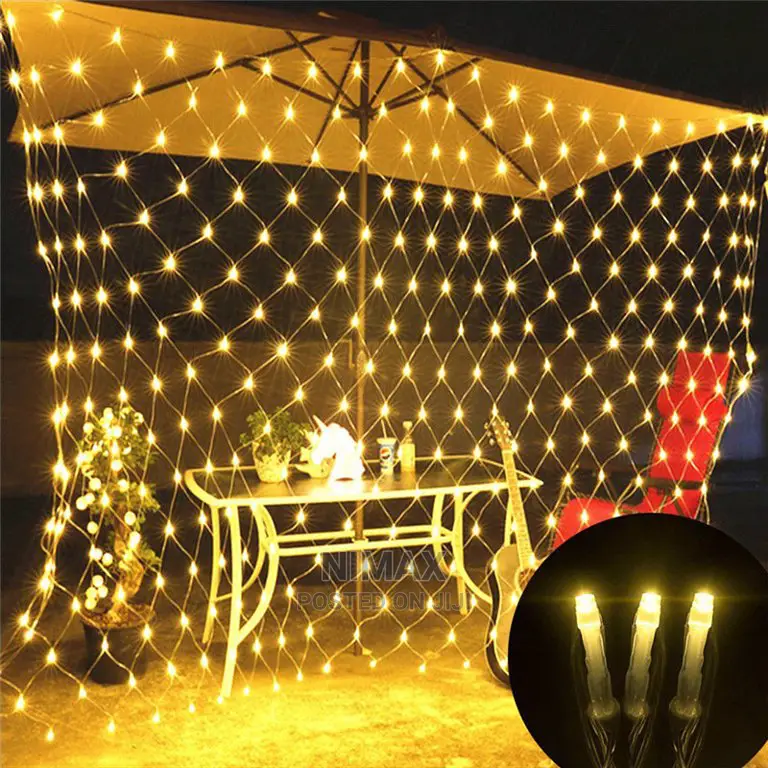 Christmas Led 3x3mtrs Net Mesh Warm White Curtain Lights