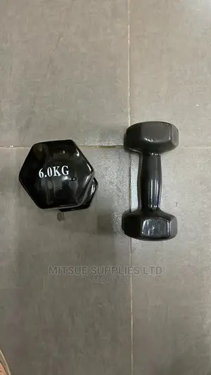 Black Rubber Dumbbells 6kg- Black