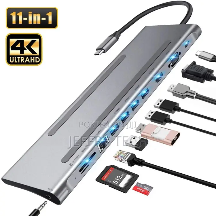 USB C Hub Docking Station 4K HD Mi, VGA Rj45 Ethernet 4X USB