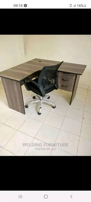 L Shape Desk and Mesh Office Chair