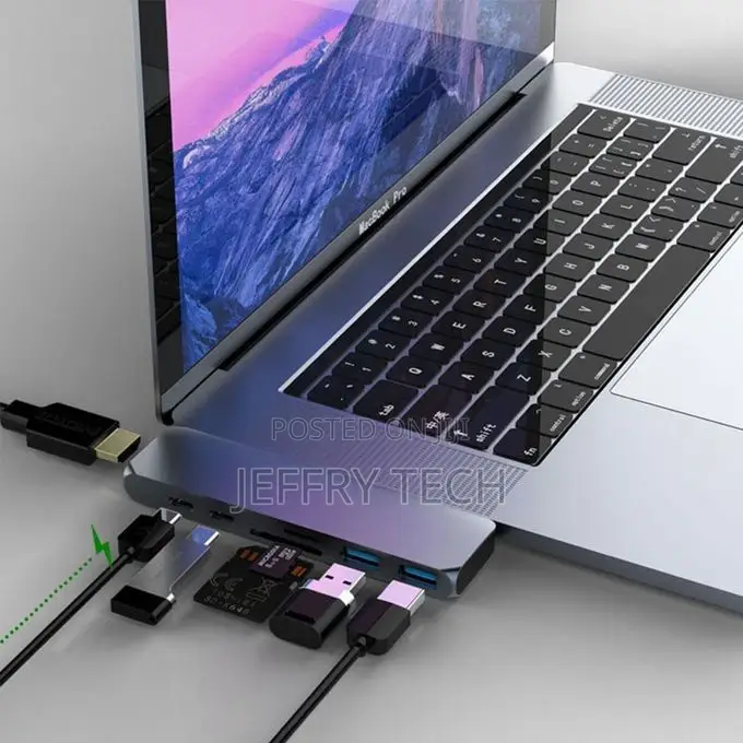 USB C Hub 7 in 1 Aluminum Type-C Hub Adapter ,HDMI Hub For