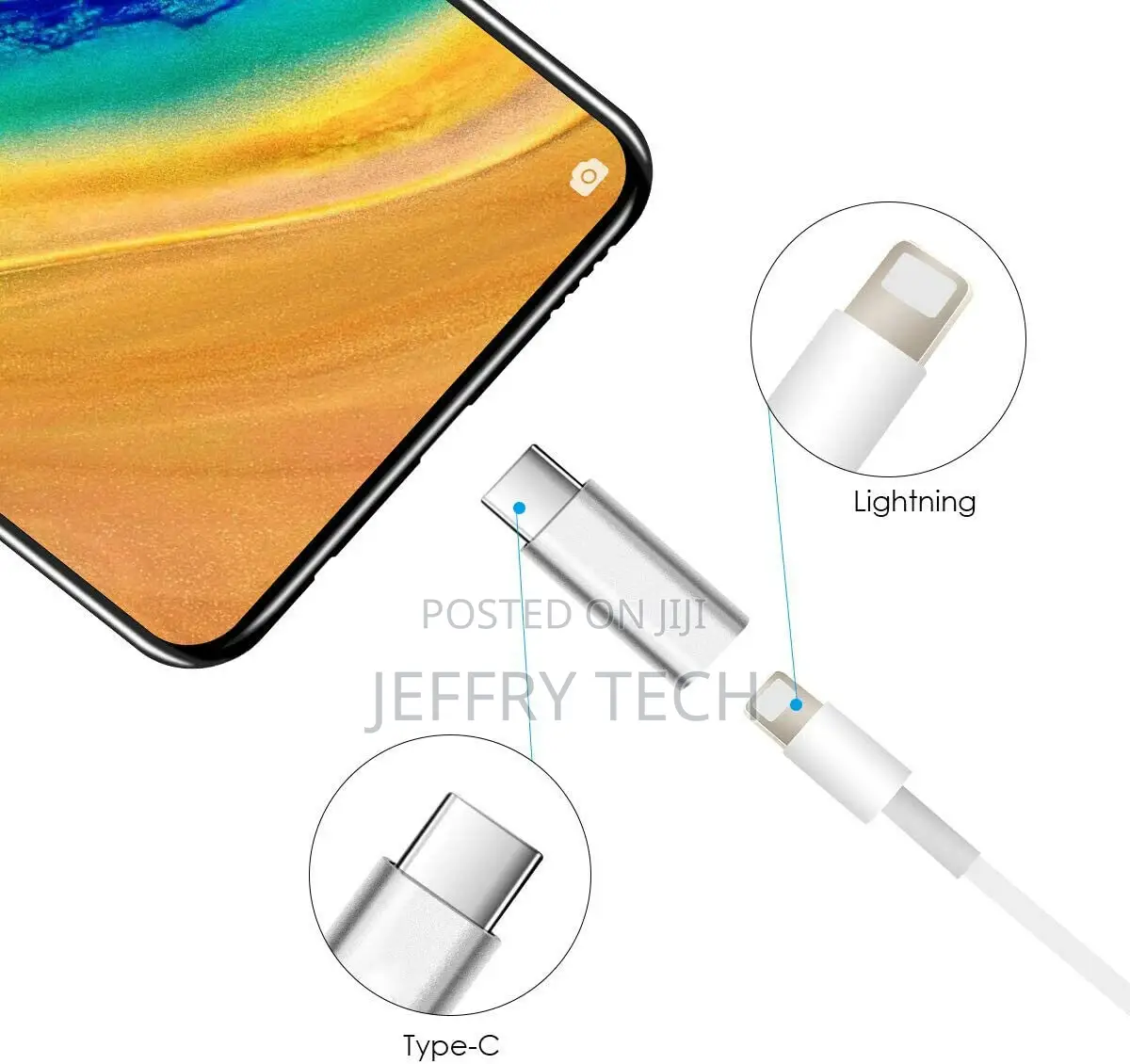 iPhone Female to USB Type C Male Data Charging Adapter Cable
