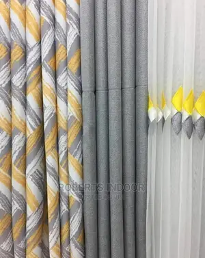 Elegant Print Grey Curtains