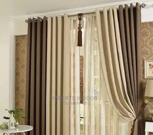 Beige and Brown Curtains