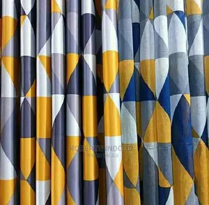 Printed Blue and Yellow Elegant Curtain