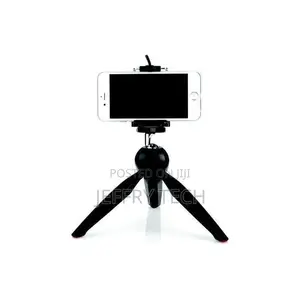 Mini Tripod Mount With Phone Holder Clip - Black