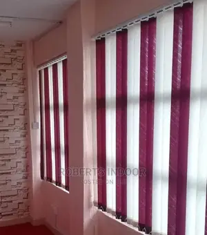Maroon and White Window Blinds