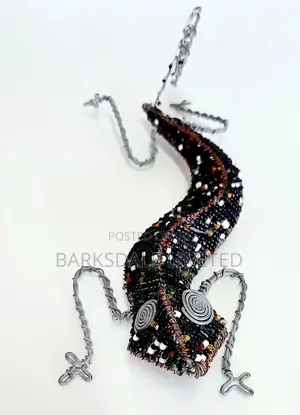 African Crafted Wire Gecko Beads Animal Lizard Sculptures