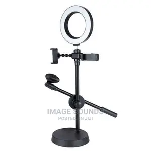Table Ring Light With Phone and Mic Holder