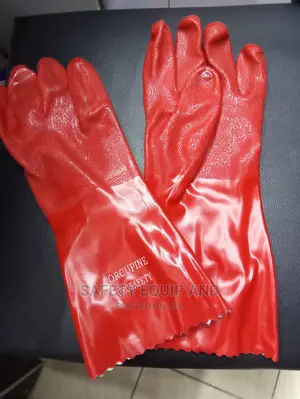 Long Red Pvc Water Resistant Gloves