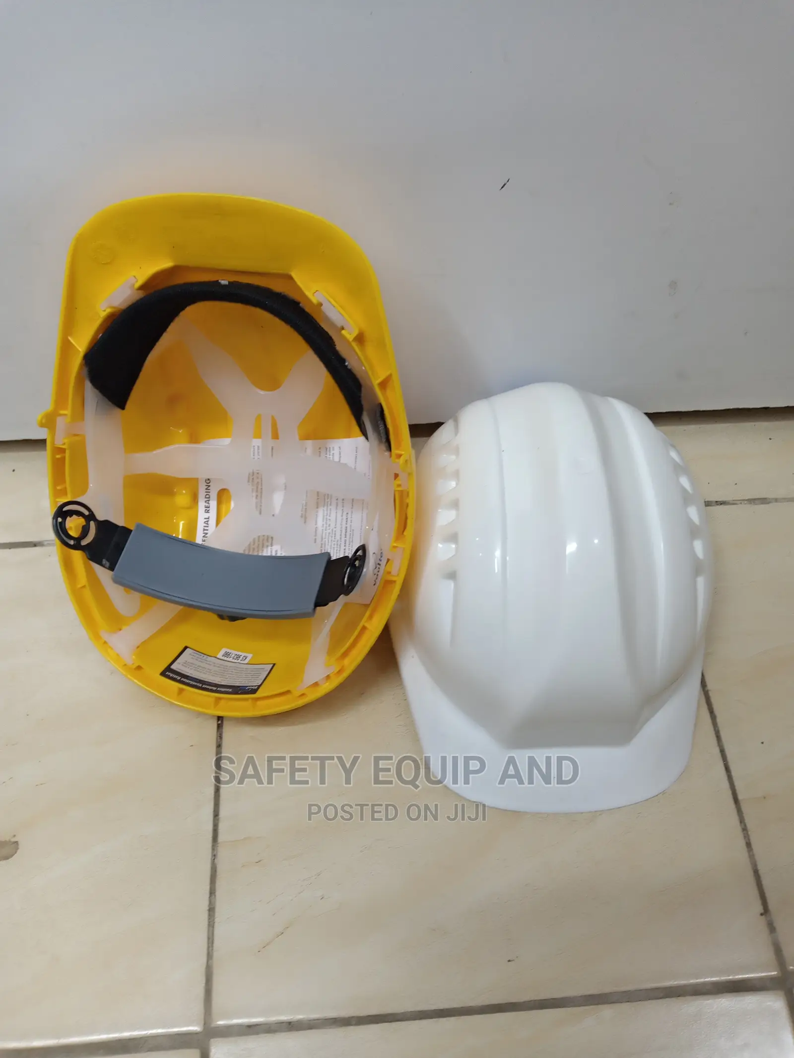 Yellow and White Safety Helmets