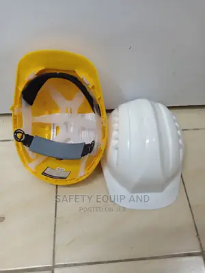 Yellow and White Safety Helmets