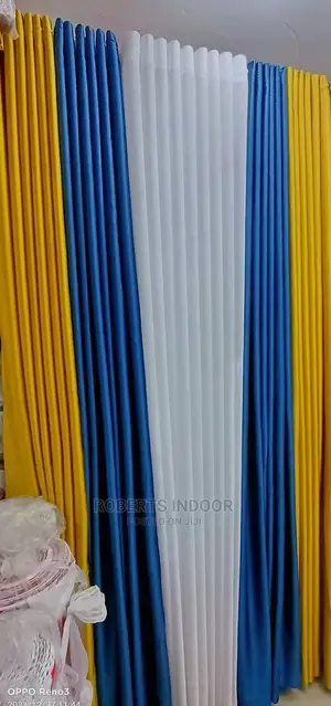 Elegant Sky Blue and Yellow Curtains