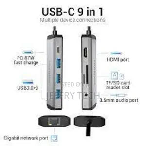 Vention Multifunction Type C to Hdmi/Usb3.0*3/Tf/Sd/Rj45/3.5
