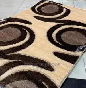 Beige and Brown Turkish Soft Fluffy Carpet