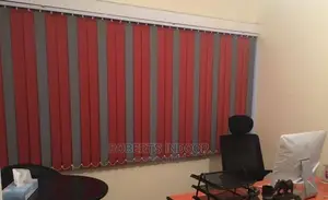 Red and Grey Vertical Office Window Blinds