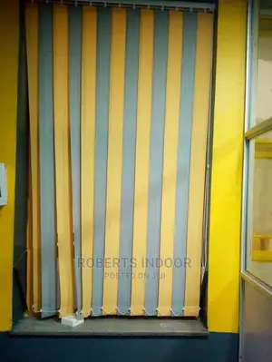 Yellow and Grey Vertical Window Blinds