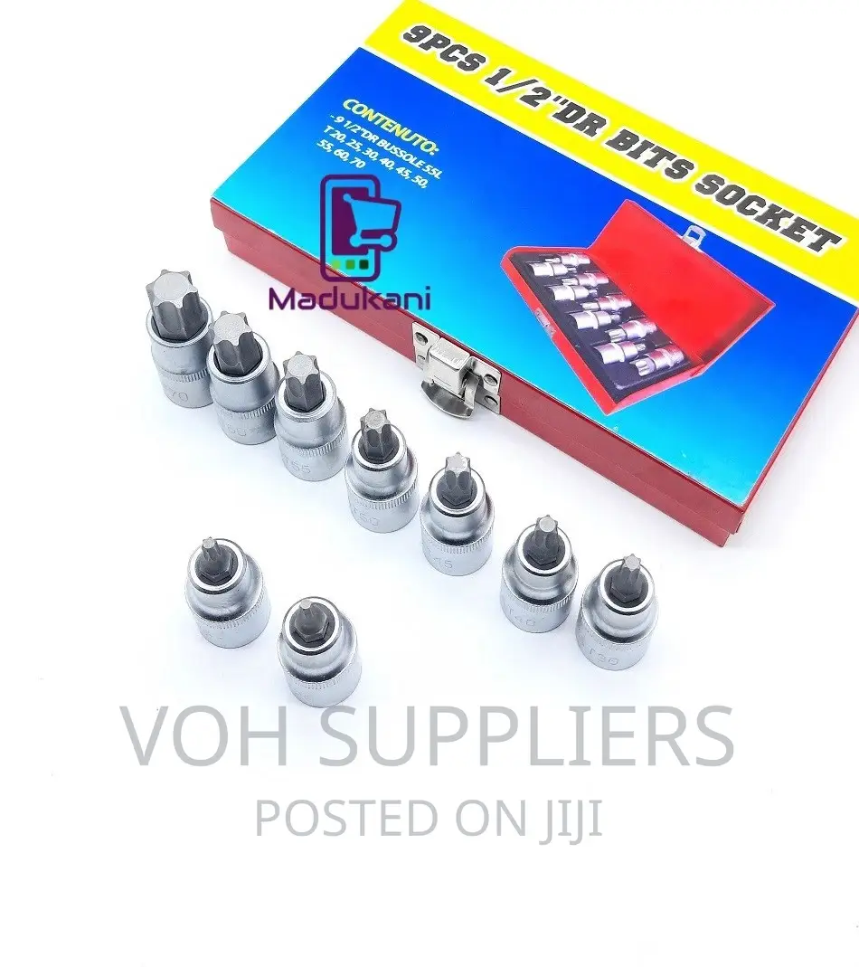 9PCS Half Inch 1/2′′ Torx Bit Set in Metallic Case