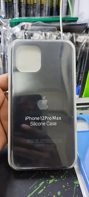 iPhone 12 Pro Max Black Silicone Case.