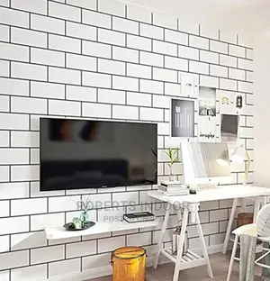 Brick White and Black Stoned Themed Wallpaper