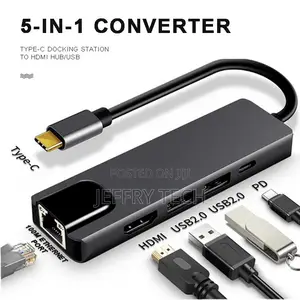 5 in 1 USB-C Adapter Dock Hub USB Type-C PD HDMI 4K 2x USB E