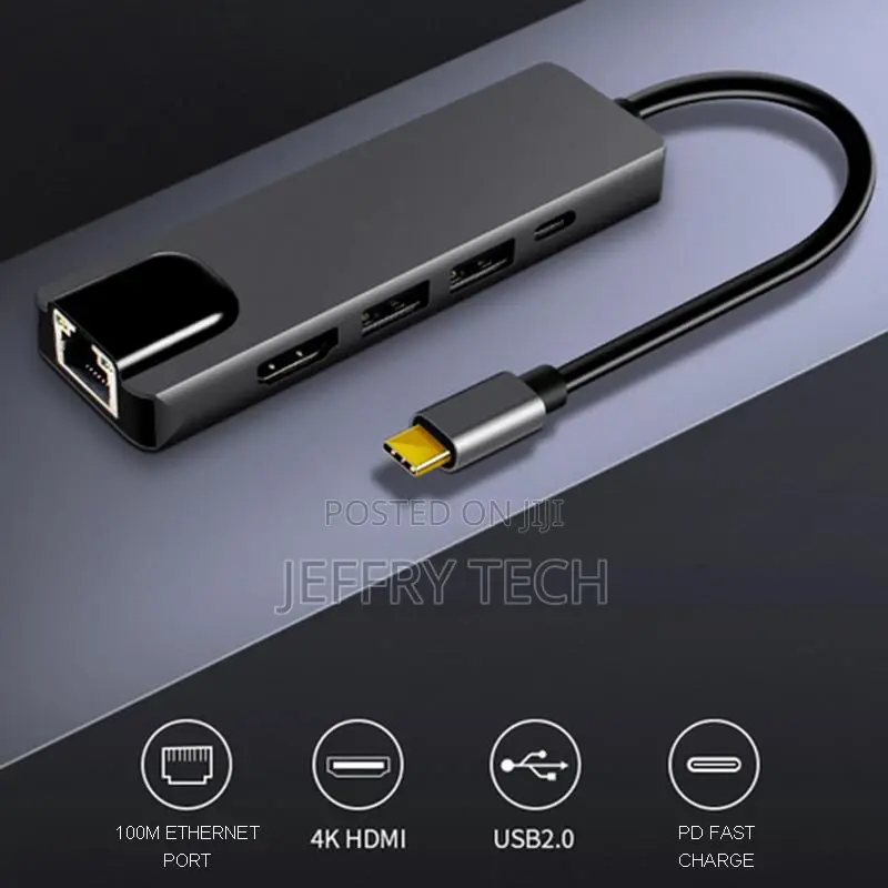 5 in 1 USB-C Adapter Dock Hub USB Type-C PD HDMI 4K 2x USB E
